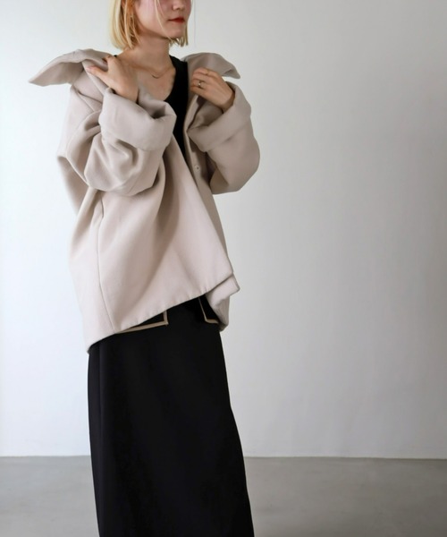UNFIELD（アンフィールド）の「【UNFIELD】ハイネックショートコート（その他アウター・レディース・アイボリー/ブラック・FREE）」の16枚目の写真