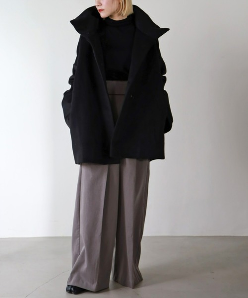 UNFIELD（アンフィールド）の「【UNFIELD】ハイネックショートコート（その他アウター・レディース・アイボリー/ブラック・FREE）」の7枚目の写真