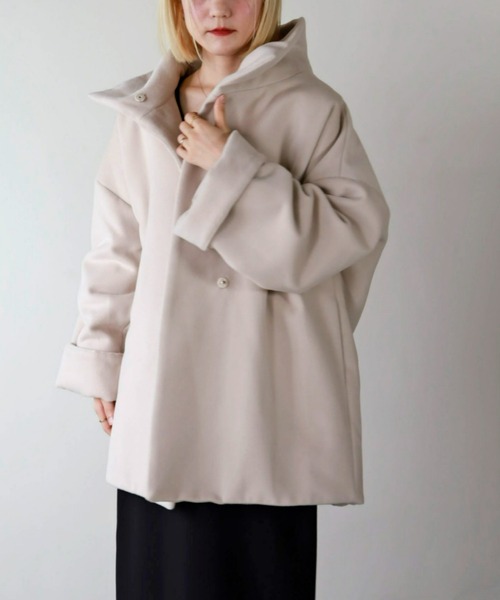 UNFIELD（アンフィールド）の「【UNFIELD】ハイネックショートコート（その他アウター・レディース・アイボリー/ブラック・FREE）」の15枚目の写真