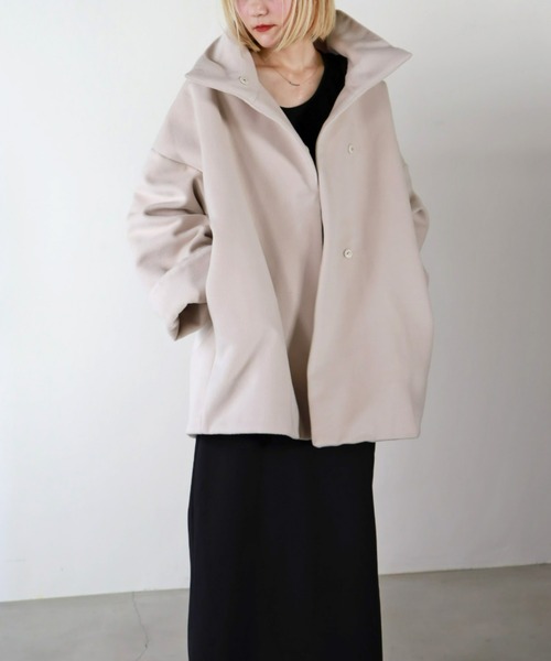 UNFIELD（アンフィールド）の「【UNFIELD】ハイネックショートコート（その他アウター・レディース・アイボリー/ブラック・FREE）」の9枚目の写真