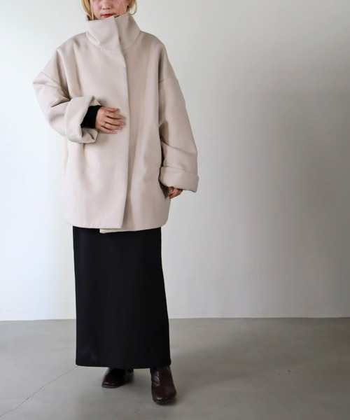 UNFIELD（アンフィールド）の「【UNFIELD】ハイネックショートコート（その他アウター・レディース・アイボリー/ブラック・FREE）」の6枚目の写真