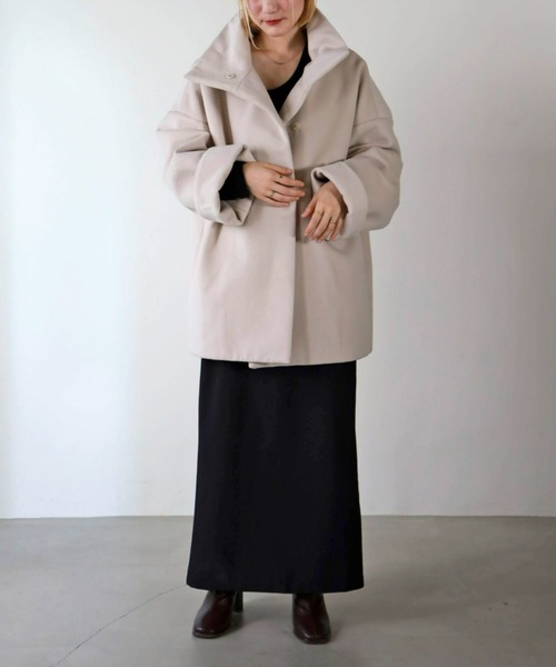 UNFIELD（アンフィールド）の「【UNFIELD】ハイネックショートコート（その他アウター・レディース・アイボリー/ブラック・FREE）」の19枚目の写真