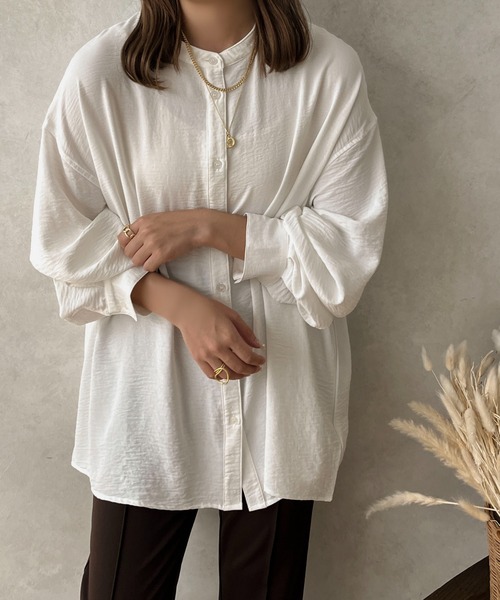 apres jour clair（アプレジュールクレア）の「【apres jour clair】袖ボリュームバンドカラーシャツ【ZOZOTOWN限定アイテム】（シャツ/ブラウス・レディース・アイボリー/ブラウン系その他/オフホワイト/ベージュ・フリー/X-LARGE）」の17枚目の写真