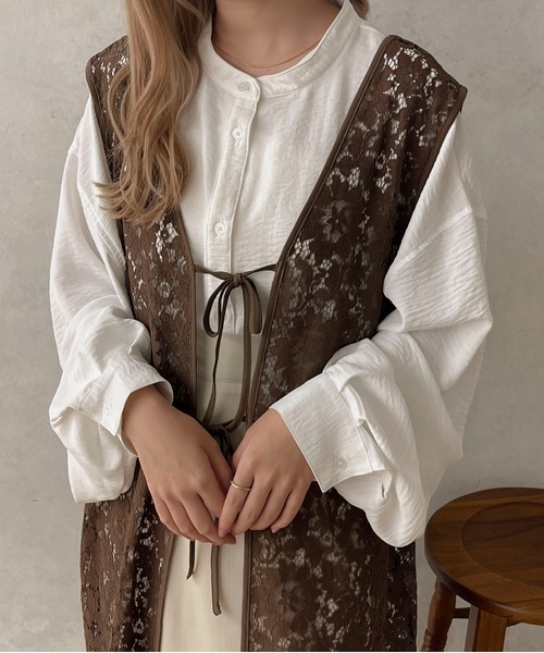 apres jour clair（アプレジュールクレア）の「【apres jour clair】袖ボリュームバンドカラーシャツ【ZOZOTOWN限定アイテム】（シャツ/ブラウス・レディース・アイボリー/ブラウン系その他/オフホワイト/ベージュ・フリー/X-LARGE）」の10枚目の写真