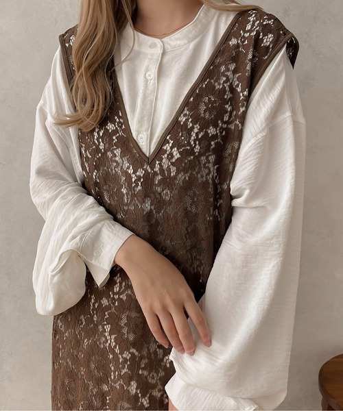 apres jour clair（アプレジュールクレア）の「【apres jour clair】袖ボリュームバンドカラーシャツ【ZOZOTOWN限定アイテム】（シャツ/ブラウス・レディース・アイボリー/ブラウン系その他/オフホワイト/ベージュ・フリー/X-LARGE）」の13枚目の写真