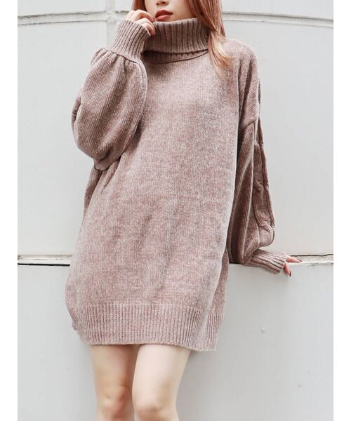 MURUA（ムルーア）の「モールオーバーニットワンピース（ワンピース・レディース・ブラック/カーキ/モカ・FREE）」の2枚目の写真