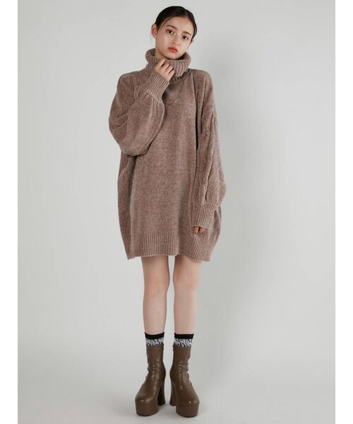 MURUA（ムルーア）の「モールオーバーニットワンピース（ワンピース・レディース・ブラック/カーキ/モカ・FREE）」の10枚目の写真