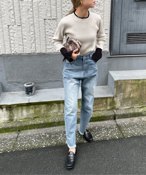 feepur（フェピュール）の「【ハンドウォッシャブル】バイカラースリットリブニット（ニット/セーター・レディース・グレー/オフホワイト/ブラック/チャコールグレー・MEDIUM）」の22枚目の写真