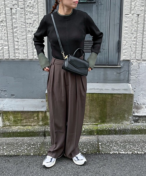 feepur（フェピュール）の「【ハンドウォッシャブル】バイカラースリットリブニット（ニット/セーター・レディース・グレー/オフホワイト/ブラック/チャコールグレー・MEDIUM）」の9枚目の写真