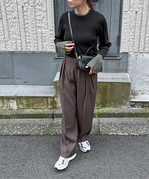 feepur（フェピュール）の「【ハンドウォッシャブル】バイカラースリットリブニット（ニット/セーター・レディース・グレー/オフホワイト/ブラック/チャコールグレー・MEDIUM）」の13枚目の写真