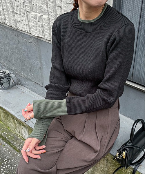 feepur（フェピュール）の「【ハンドウォッシャブル】バイカラースリットリブニット（ニット/セーター・レディース・グレー/オフホワイト/ブラック/チャコールグレー・MEDIUM）」の14枚目の写真