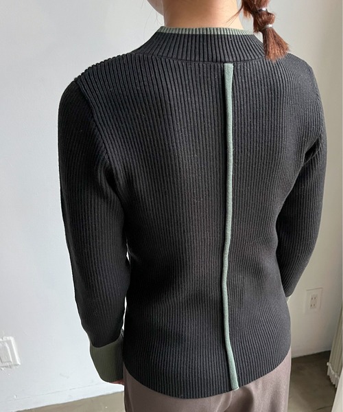 feepur（フェピュール）の「【ハンドウォッシャブル】バイカラースリットリブニット（ニット/セーター・レディース・グレー/オフホワイト/ブラック/チャコールグレー・MEDIUM）」の7枚目の写真