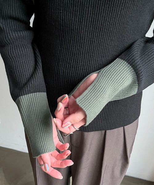 feepur（フェピュール）の「【ハンドウォッシャブル】バイカラースリットリブニット（ニット/セーター・レディース・グレー/オフホワイト/ブラック/チャコールグレー・MEDIUM）」の17枚目の写真