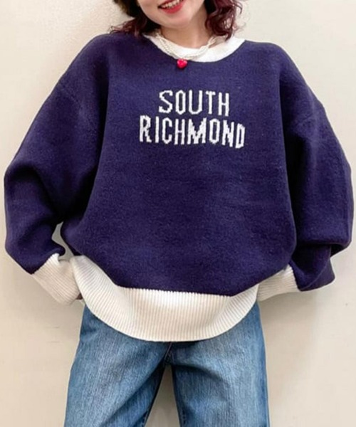 HONEYSUCKLE ROSE（ハニーサックルローズ）の「【HONEYSUCKLE ROSE】ロゴニットプルオーバー（ニット/セーター・レディース・パープル/オフホワイト/グリーン・L/M）」の3枚目の写真