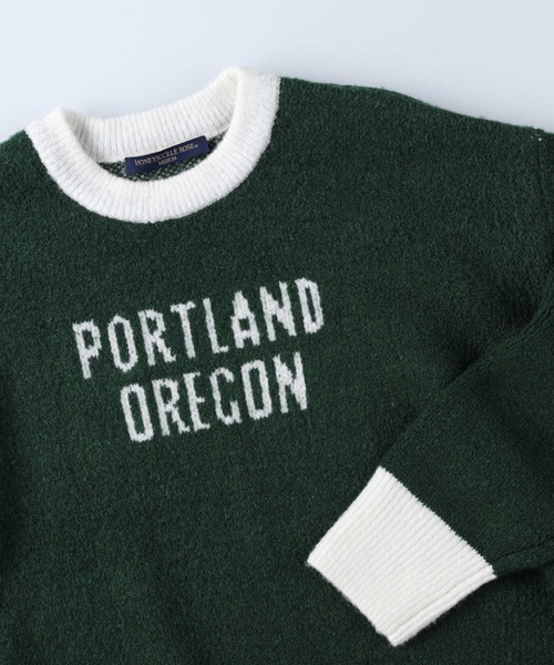 HONEYSUCKLE ROSE（ハニーサックルローズ）の「【HONEYSUCKLE ROSE】ロゴニットプルオーバー（ニット/セーター・レディース・パープル/オフホワイト/グリーン・L/M）」の4枚目の写真