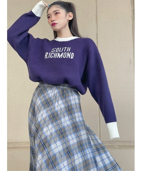 HONEYSUCKLE ROSE（ハニーサックルローズ）の「【HONEYSUCKLE ROSE】ロゴニットプルオーバー（ニット/セーター・レディース・パープル/オフホワイト/グリーン・L/M）」の16枚目の写真