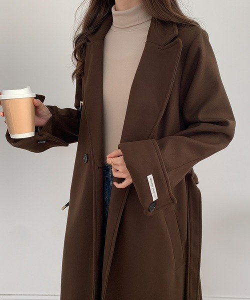 ABITOKYO(アビトーキョー)の「バックスリットオーバーサイズロングチェスターコート(チェスターコート・レディース・ベージュ/ブラウン/グリーン/ブラック/グレイッシュベージュ/ネイビー/モカ/テラコッタ/ブルーグレー/カーキ・FREE)」の4枚目の写真