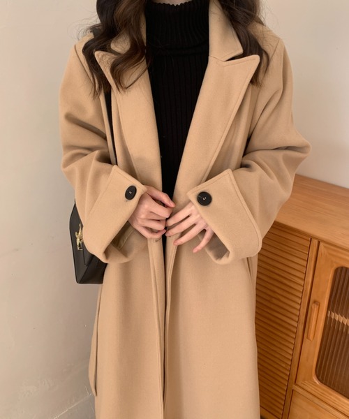ABITOKYO(アビトーキョー)の「バックスリットオーバーサイズロングチェスターコート(チェスターコート・レディース・ベージュ/ブラウン/グリーン/ブラック/グレイッシュベージュ/ネイビー/モカ/テラコッタ/ブルーグレー/カーキ・FREE)」の20枚目の写真