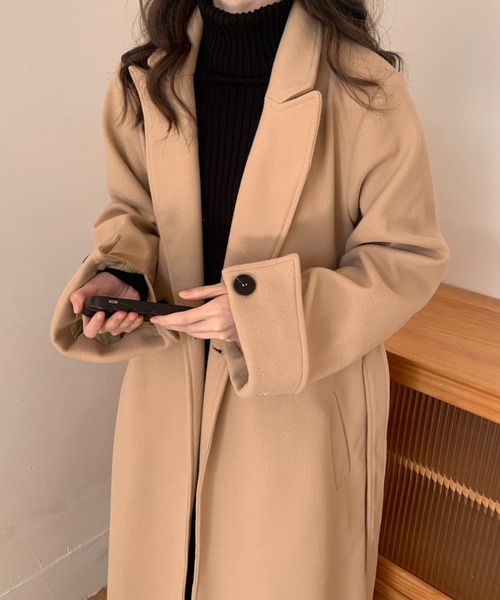 ABITOKYO(アビトーキョー)の「バックスリットオーバーサイズロングチェスターコート(チェスターコート・レディース・ベージュ/ブラウン/グリーン/ブラック/グレイッシュベージュ/ネイビー/モカ/テラコッタ/ブルーグレー/カーキ・FREE)」の21枚目の写真