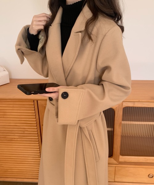 ABITOKYO(アビトーキョー)の「バックスリットオーバーサイズロングチェスターコート(チェスターコート・レディース・ベージュ/ブラウン/グリーン/ブラック/グレイッシュベージュ/ネイビー/モカ/テラコッタ/ブルーグレー/カーキ・FREE)」の18枚目の写真