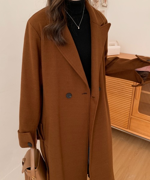 ABITOKYO(アビトーキョー)の「バックスリットオーバーサイズロングチェスターコート(チェスターコート・レディース・ベージュ/ブラウン/グリーン/ブラック/グレイッシュベージュ/ネイビー/モカ/テラコッタ/ブルーグレー/カーキ・FREE)」の22枚目の写真