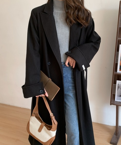 ABITOKYO(アビトーキョー)の「バックスリットオーバーサイズロングチェスターコート(チェスターコート・レディース・ベージュ/ブラウン/グリーン/ブラック/グレイッシュベージュ/ネイビー/モカ/テラコッタ/ブルーグレー/カーキ・FREE)」の12枚目の写真