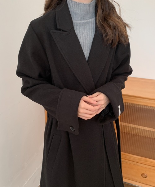 ABITOKYO(アビトーキョー)の「バックスリットオーバーサイズロングチェスターコート(チェスターコート・レディース・ベージュ/ブラウン/グリーン/ブラック/グレイッシュベージュ/ネイビー/モカ/テラコッタ/ブルーグレー/カーキ・FREE)」の16枚目の写真