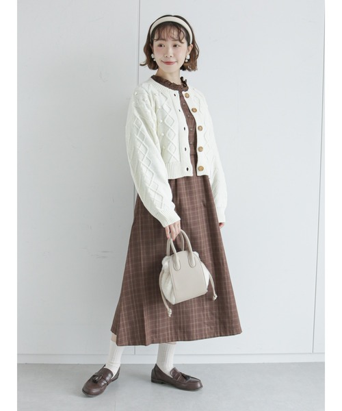 ehka sopo（エヘカソポ）の「フリル襟チェックワンピース（ワンピース・レディース・ブラック/ブラウン/グリーン・ﾌﾘ-）」の21枚目の写真