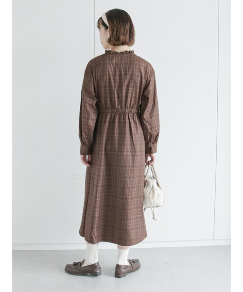 ehka sopo（エヘカソポ）の「フリル襟チェックワンピース（ワンピース・レディース・ブラック/ブラウン/グリーン・ﾌﾘ-）」の18枚目の写真