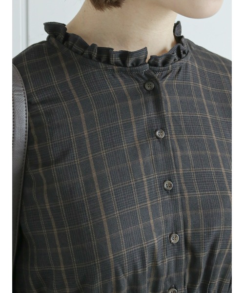 ehka sopo（エヘカソポ）の「フリル襟チェックワンピース（ワンピース・レディース・ブラック/ブラウン/グリーン・ﾌﾘ-）」の11枚目の写真