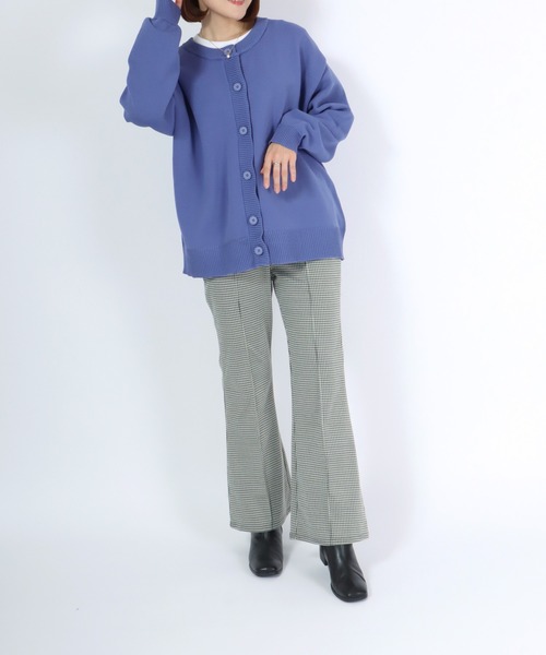 セール】ニット見えするカットソーパンツ アニマル柄・チェック柄