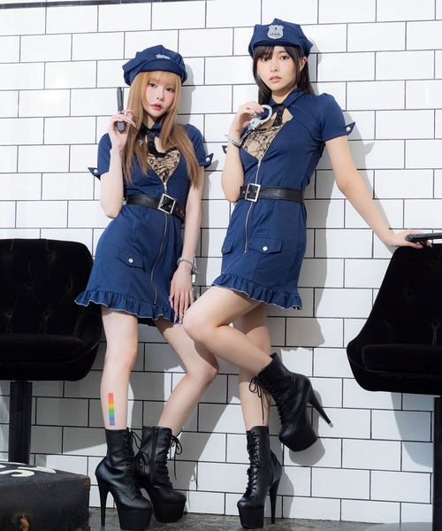 セール】コスプレ 警官 セクシー かわいい ミニスカ ポリス 胸元レース