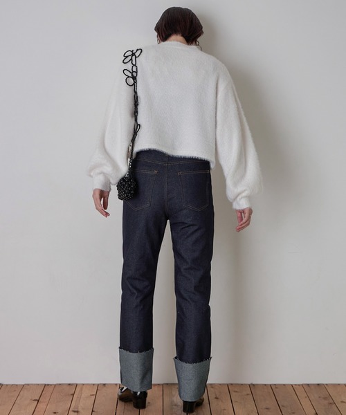 Fashion Letter（ファッションレター）の「シャギーヤーンショートプルオーバー（ニット/セーター・レディース・アイボリー/グレイッシュベージュ/グリーン/パープル/ブラック・M）」の20枚目の写真