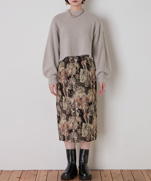 Fashion Letter（ファッションレター）の「シャギーヤーンショートプルオーバー（ニット/セーター・レディース・アイボリー/グレイッシュベージュ/グリーン/パープル/ブラック・M）」の6枚目の写真