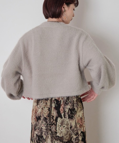 Fashion Letter（ファッションレター）の「シャギーヤーンショートプルオーバー（ニット/セーター・レディース・アイボリー/グレイッシュベージュ/グリーン/パープル/ブラック・M）」の11枚目の写真