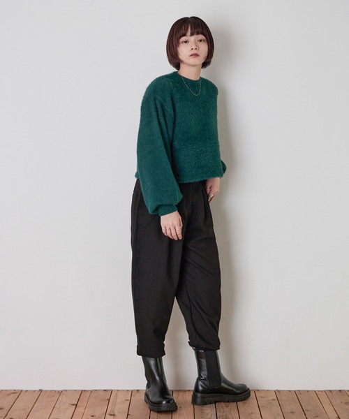 Fashion Letter（ファッションレター）の「シャギーヤーンショートプルオーバー（ニット/セーター・レディース・アイボリー/グレイッシュベージュ/グリーン/パープル/ブラック・M）」の21枚目の写真