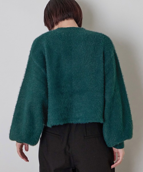 Fashion Letter（ファッションレター）の「シャギーヤーンショートプルオーバー（ニット/セーター・レディース・アイボリー/グレイッシュベージュ/グリーン/パープル/ブラック・M）」の12枚目の写真