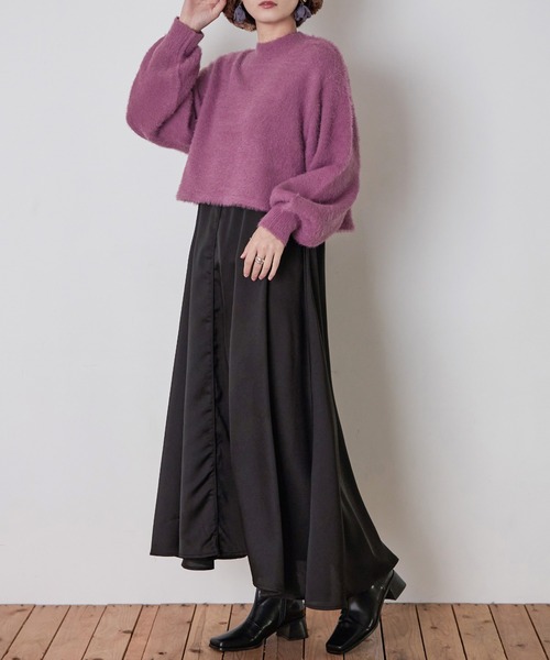 Fashion Letter（ファッションレター）の「シャギーヤーンショートプルオーバー（ニット/セーター・レディース・アイボリー/グレイッシュベージュ/グリーン/パープル/ブラック・M）」の22枚目の写真