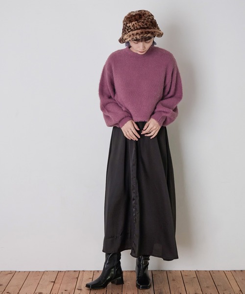 Fashion Letter（ファッションレター）の「シャギーヤーンショートプルオーバー（ニット/セーター・レディース・アイボリー/グレイッシュベージュ/グリーン/パープル/ブラック・M）」の17枚目の写真