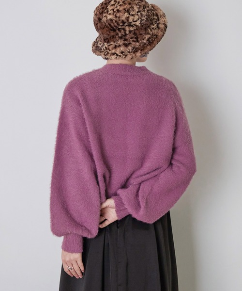 Fashion Letter（ファッションレター）の「シャギーヤーンショートプルオーバー（ニット/セーター・レディース・アイボリー/グレイッシュベージュ/グリーン/パープル/ブラック・M）」の8枚目の写真