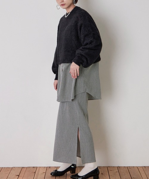 Fashion Letter（ファッションレター）の「シャギーヤーンショートプルオーバー（ニット/セーター・レディース・アイボリー/グレイッシュベージュ/グリーン/パープル/ブラック・M）」の13枚目の写真