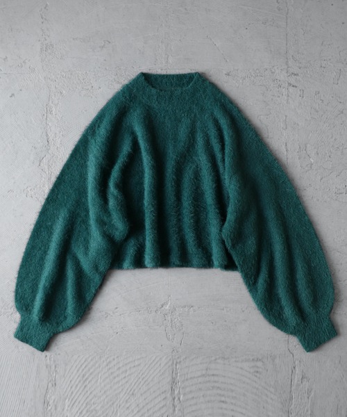 Fashion Letter（ファッションレター）の「シャギーヤーンショートプルオーバー（ニット/セーター・レディース・アイボリー/グレイッシュベージュ/グリーン/パープル/ブラック・M）」の14枚目の写真