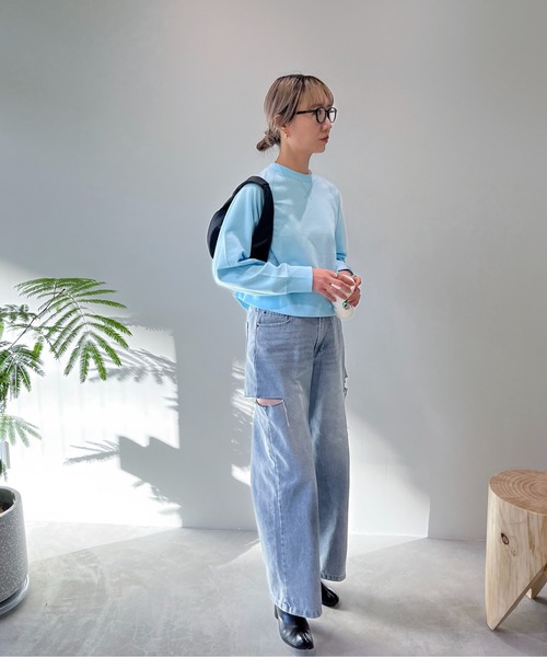 feepur(フェピュール)の「ミニ裏毛刺繍ショートスウェット(スウェット・レディース・オートミール/ホワイト/ピンク/ブラック/ブルー・MEDIUM)」の16枚目の写真
