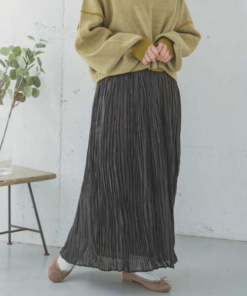 ITEMS URBANRESEARCH（アイテムズ アーバンリサーチ）の「シャイニープリーツスカート（スカート・レディース・ベージュ系その他/グリーン系その他/チャコールグレー・FREE）」の18枚目の写真
