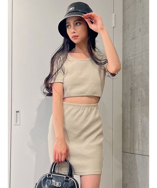 GYDA(ジェイダ)の「2WAYデザインハーフスリーブテレコワンピース(ワンピース・レディース・アイボリー/ブラック/グリーン・FREE)」の7枚目の写真