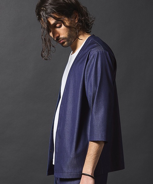 RATTLE TRAP(ラトルトラップ)の「【セットアップ対応】テックデニム7分袖シャツカーディガン(シャツ/ブラウス・メンズ・ネイビー/ブラック・M/L/S)」の9枚目の写真
