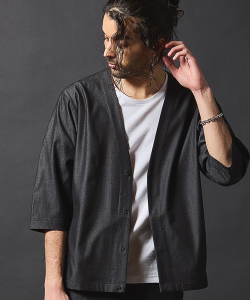 RATTLE TRAP(ラトルトラップ)の「【セットアップ対応】テックデニム7分袖シャツカーディガン(シャツ/ブラウス・メンズ・ネイビー/ブラック・M/L/S)」の16枚目の写真