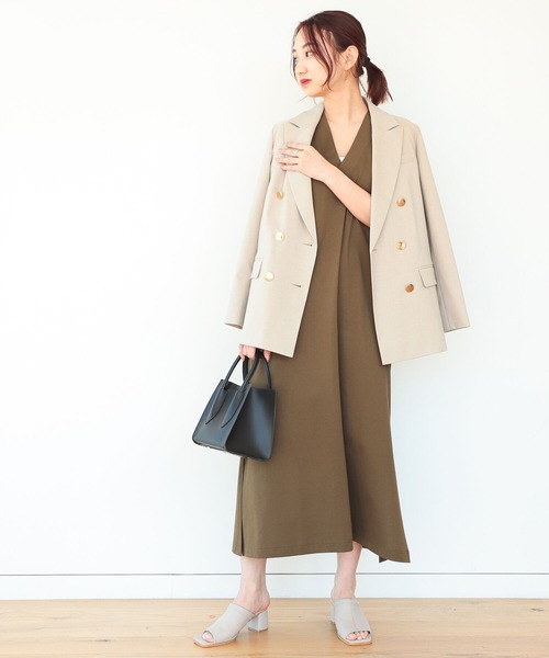 B:MING by BEAMS（ビーミングバイビームス）の「B:MING by BEAMS / Vネック マキシ ワンピース（ワンピース・レディース・ベージュ/カーキ/ブラック・FREE）」の7枚目の写真