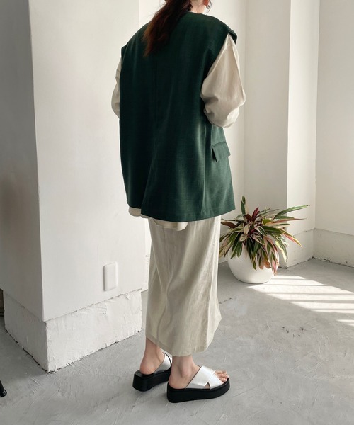 LOWRYS FARM（ローリーズファーム）の「ハイウエストアサタイトスカート　191588（スカート・レディース・グリーン/ブルー/ブラック/アイボリー・MEDIUM/LARGE）」の9枚目の写真