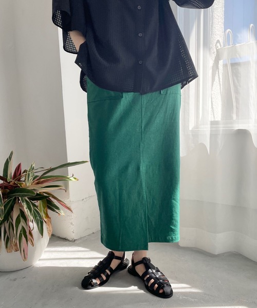 LOWRYS FARM（ローリーズファーム）の「ハイウエストアサタイトスカート　191588（スカート・レディース・グリーン/ブルー/ブラック/アイボリー・MEDIUM/LARGE）」の20枚目の写真